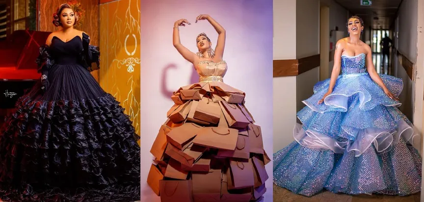 10 Top Nigerian Female Celebrities Rocking Beautiful Gown Dress Ever