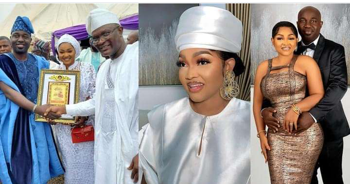 “Our wife” – Mercy Aigbe was welcomed as she and her husband, Kazim Adeoti, visit his community (video)