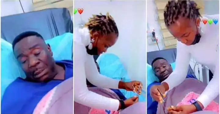 Mr Ibu’s wife praised for taking care of the actor on his sick bed (video)