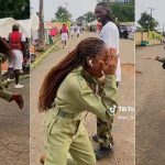 “He’s Too Fine”: Pretty Female Corps Member Dances for Soldier at Orientation Camp, Video Goes Viral